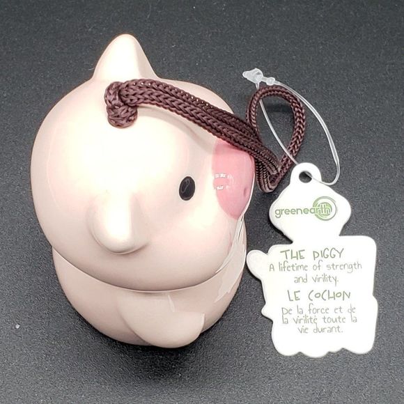 Green Earth Baby Bells Decorative Porcelain Pink Pig Hanging Bell Figurine (#2) - Picture 10 of 12